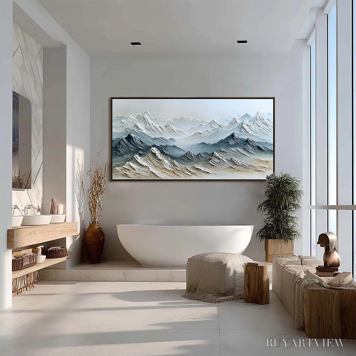 ARTOVITAS Eternal Summits – Textured Wabi Sabi Mountain Landscape Painting - image 6