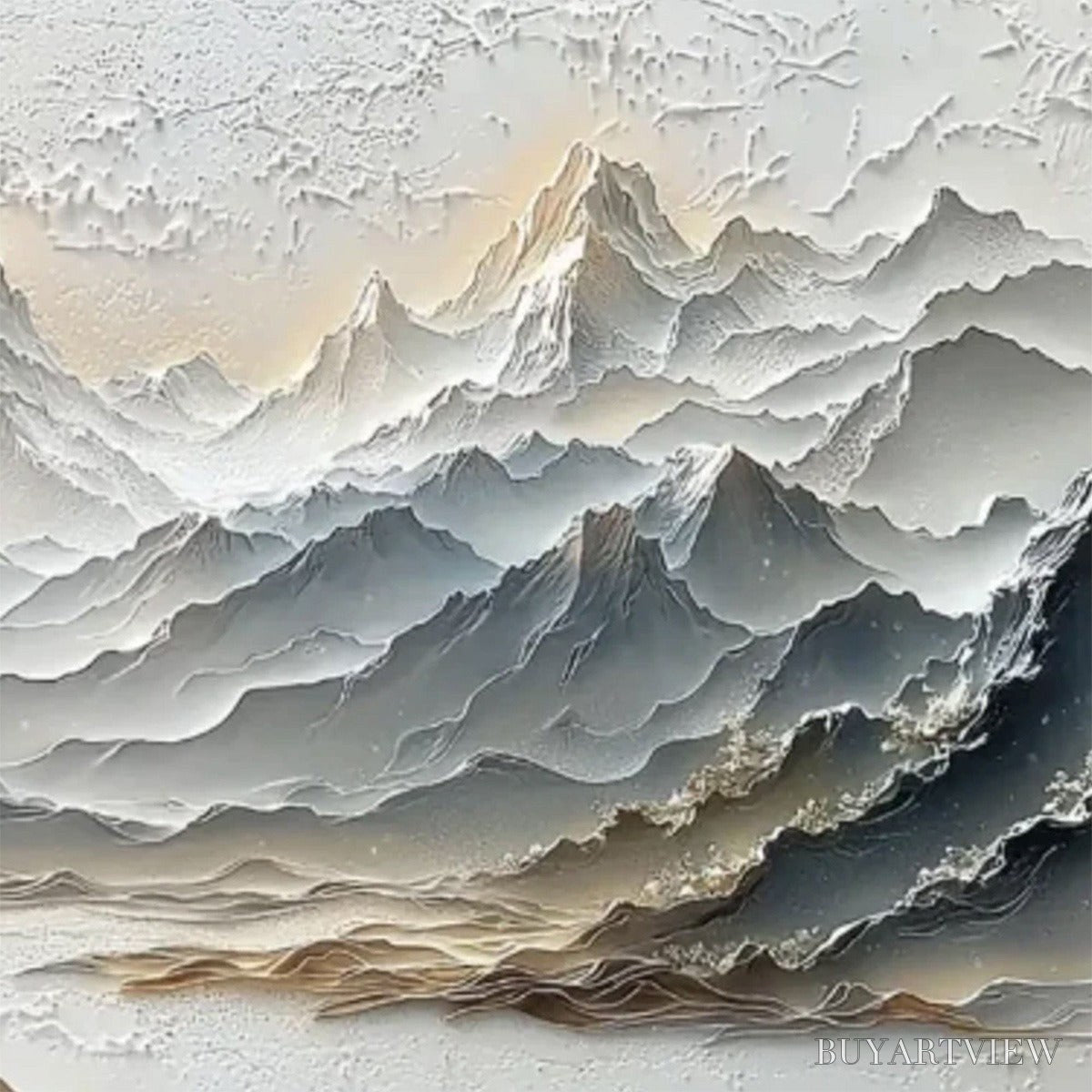 ARTOVITAS Eternal Horizons – Textured Wabi Sabi Mountain Landscape Painting - image 5
