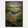 ARTOVITAS Golden Strata – Textured Abstract Green and Gold Mountain Impasto Painting - image 1