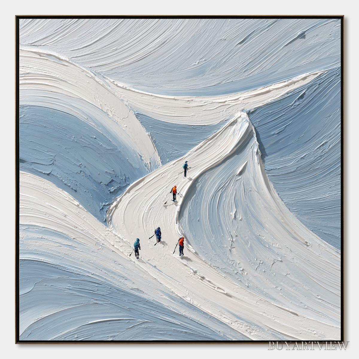 ARTOVITAS Alpine Ascent – Textured Impasto Skiing Mountainscape Painting - image 1