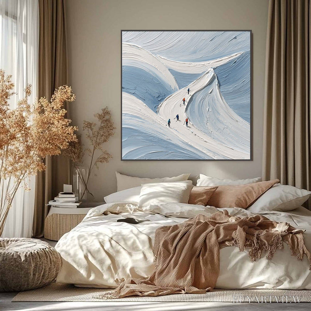 ARTOVITAS Alpine Ascent – Textured Impasto Skiing Mountainscape Painting - image 2