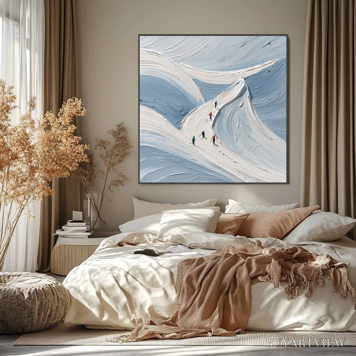 ARTOVITAS Alpine Ascent – Textured Impasto Skiing Mountainscape Painting - image 2