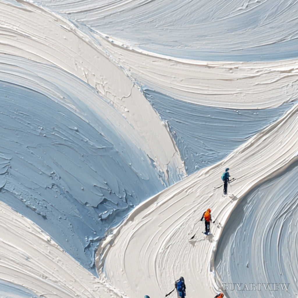 ARTOVITAS Alpine Ascent – Textured Impasto Skiing Mountainscape Painting - image 3
