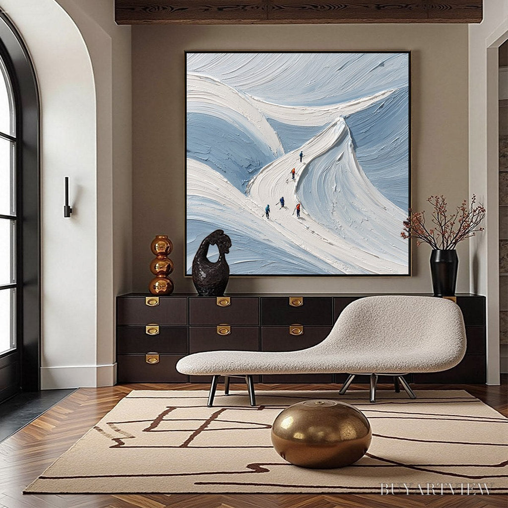ARTOVITAS Alpine Ascent – Textured Impasto Skiing Mountainscape Painting - image 4