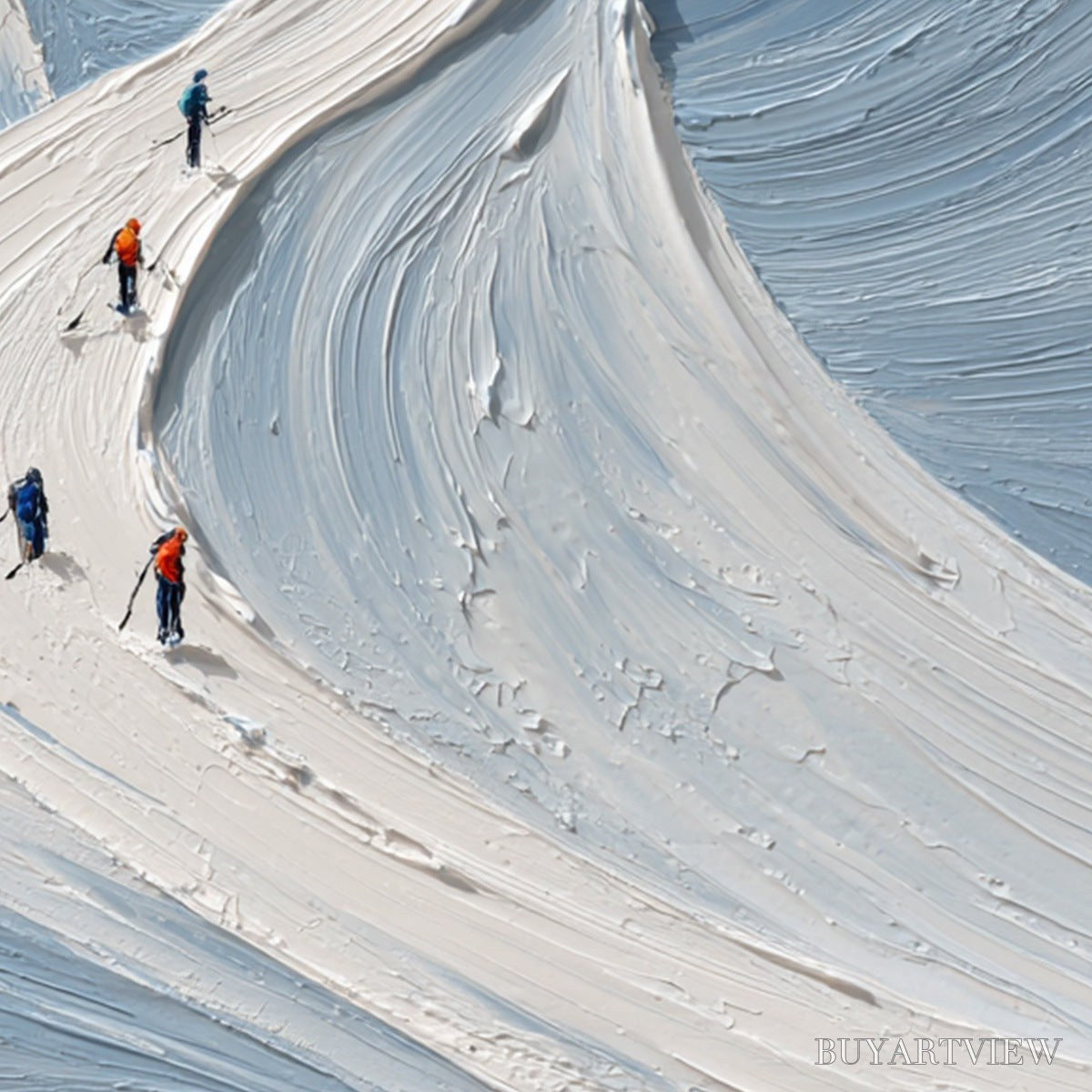 ARTOVITAS Alpine Ascent – Textured Impasto Skiing Mountainscape Painting - image 5