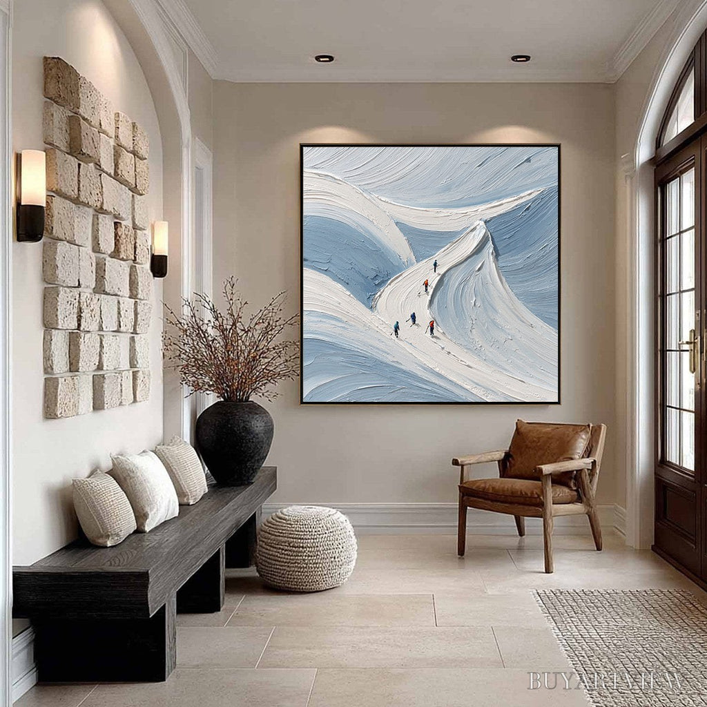 ARTOVITAS Alpine Ascent – Textured Impasto Skiing Mountainscape Painting - image 6