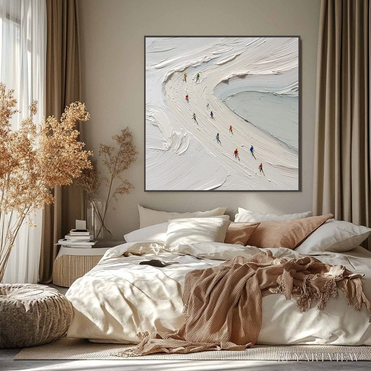 ARTOVITAS Alpine Rush – Textured Impasto Style Skiing Sports Painting - image 2