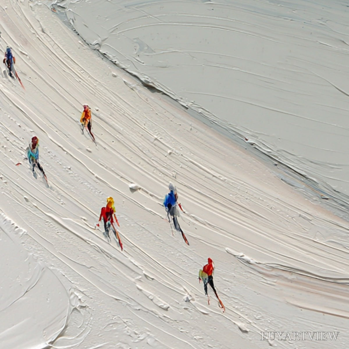 ARTOVITAS Alpine Rush – Textured Impasto Style Skiing Sports Painting - image 3