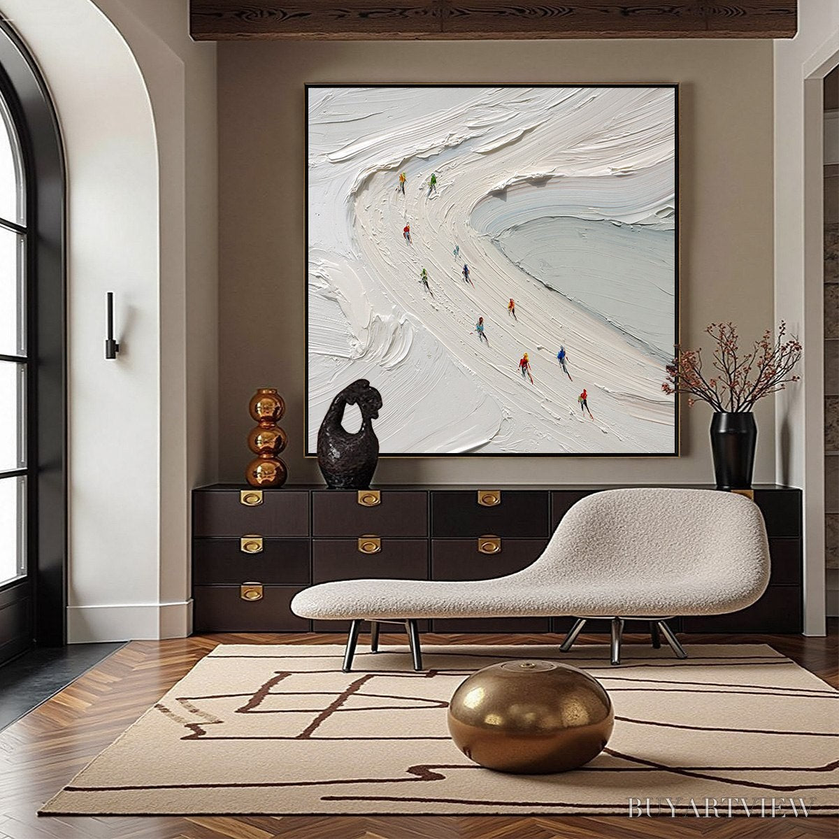 ARTOVITAS Alpine Rush – Textured Impasto Style Skiing Sports Painting - image 4