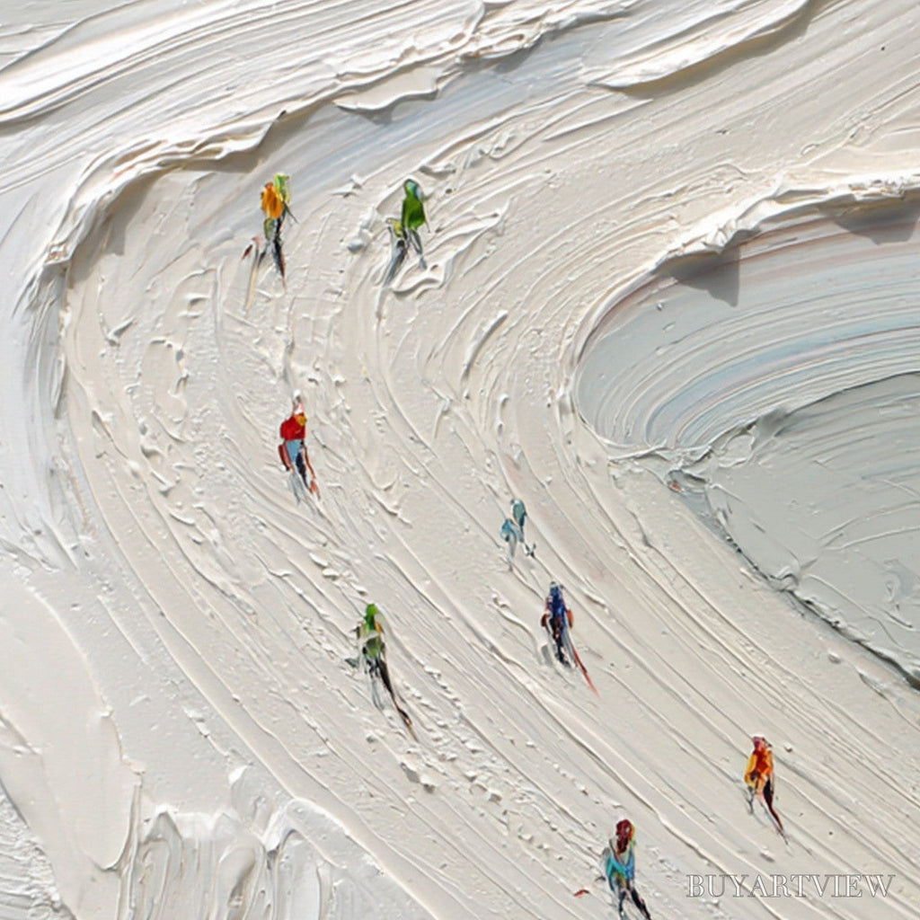 ARTOVITAS Alpine Rush – Textured Impasto Style Skiing Sports Painting - image 5