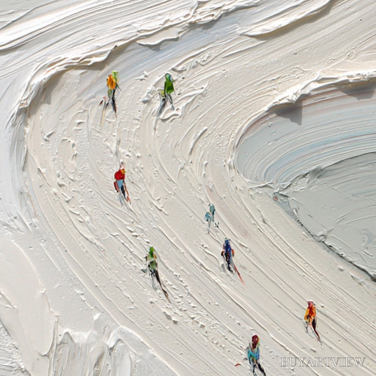 ARTOVITAS Alpine Rush – Textured Impasto Style Skiing Sports Painting - image 5