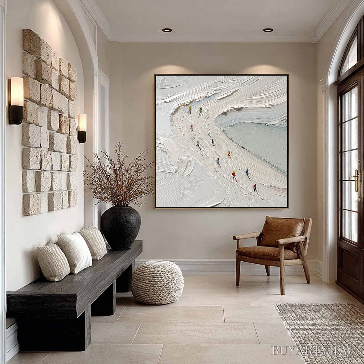 ARTOVITAS Alpine Rush – Textured Impasto Style Skiing Sports Painting - image 6