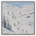 ARTOVITAS Alpine Rush – Textured Impasto Painting of Skiers on a Snowy Mountain - image 1