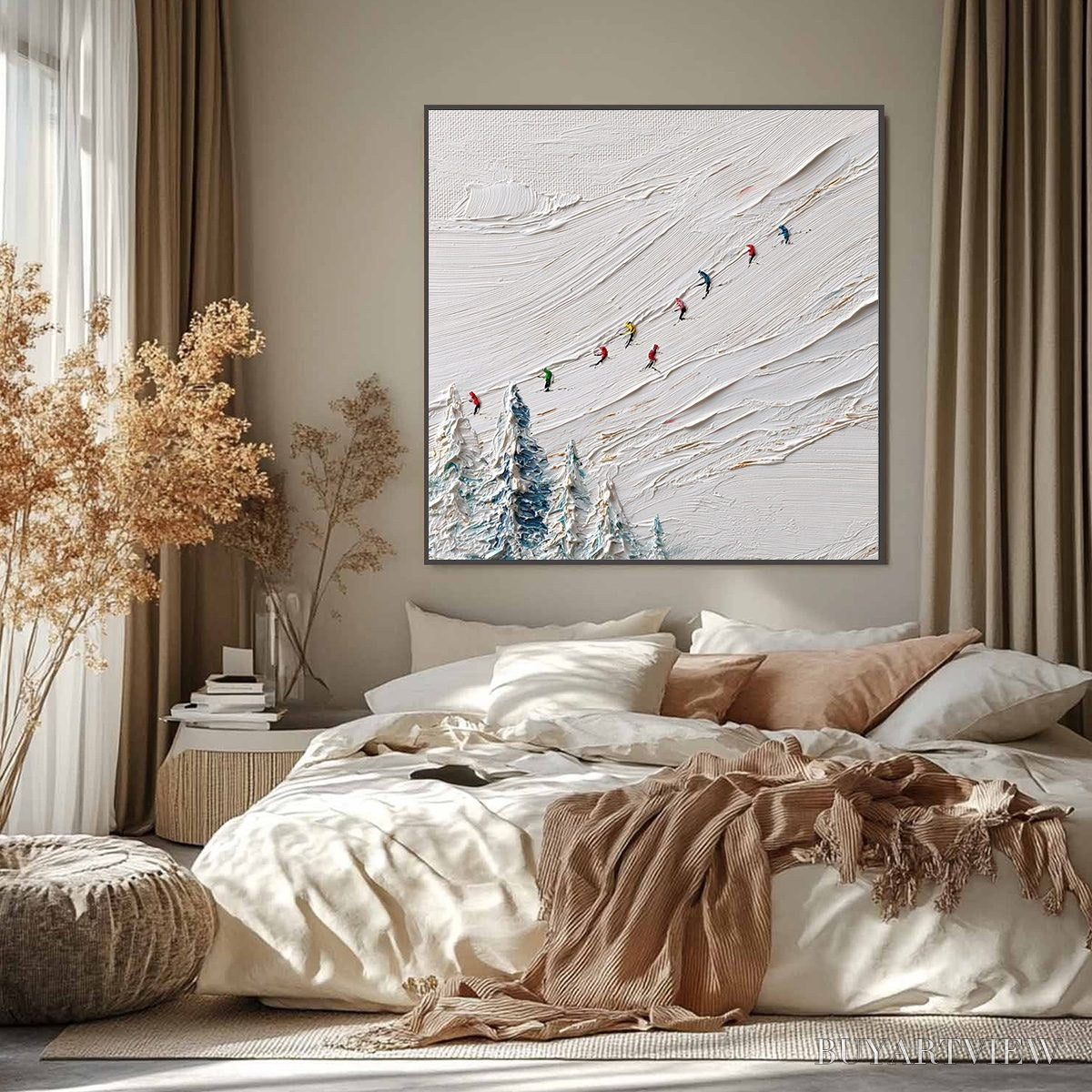 ARTOVITAS Alpine Rush – Heavily Textured Impasto Skiing Sports Painting - image 2