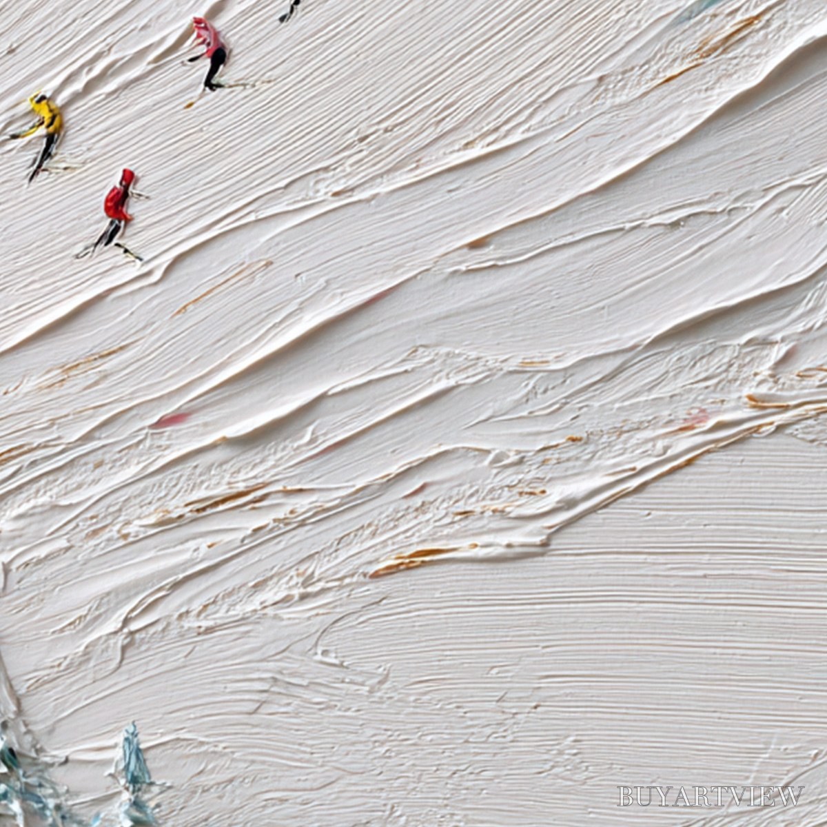 ARTOVITAS Alpine Rush – Heavily Textured Impasto Skiing Sports Painting - image 3