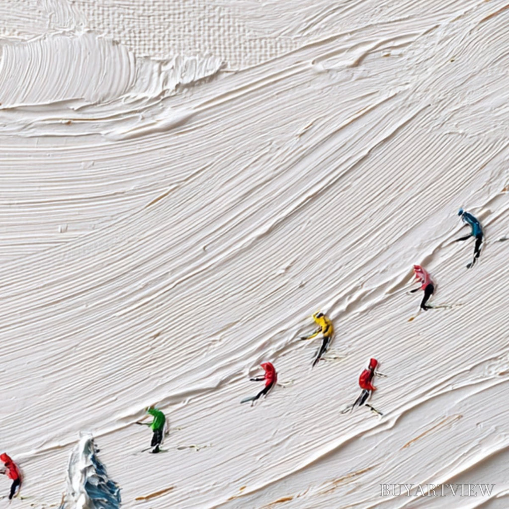 ARTOVITAS Alpine Rush – Heavily Textured Impasto Skiing Sports Painting - image 5