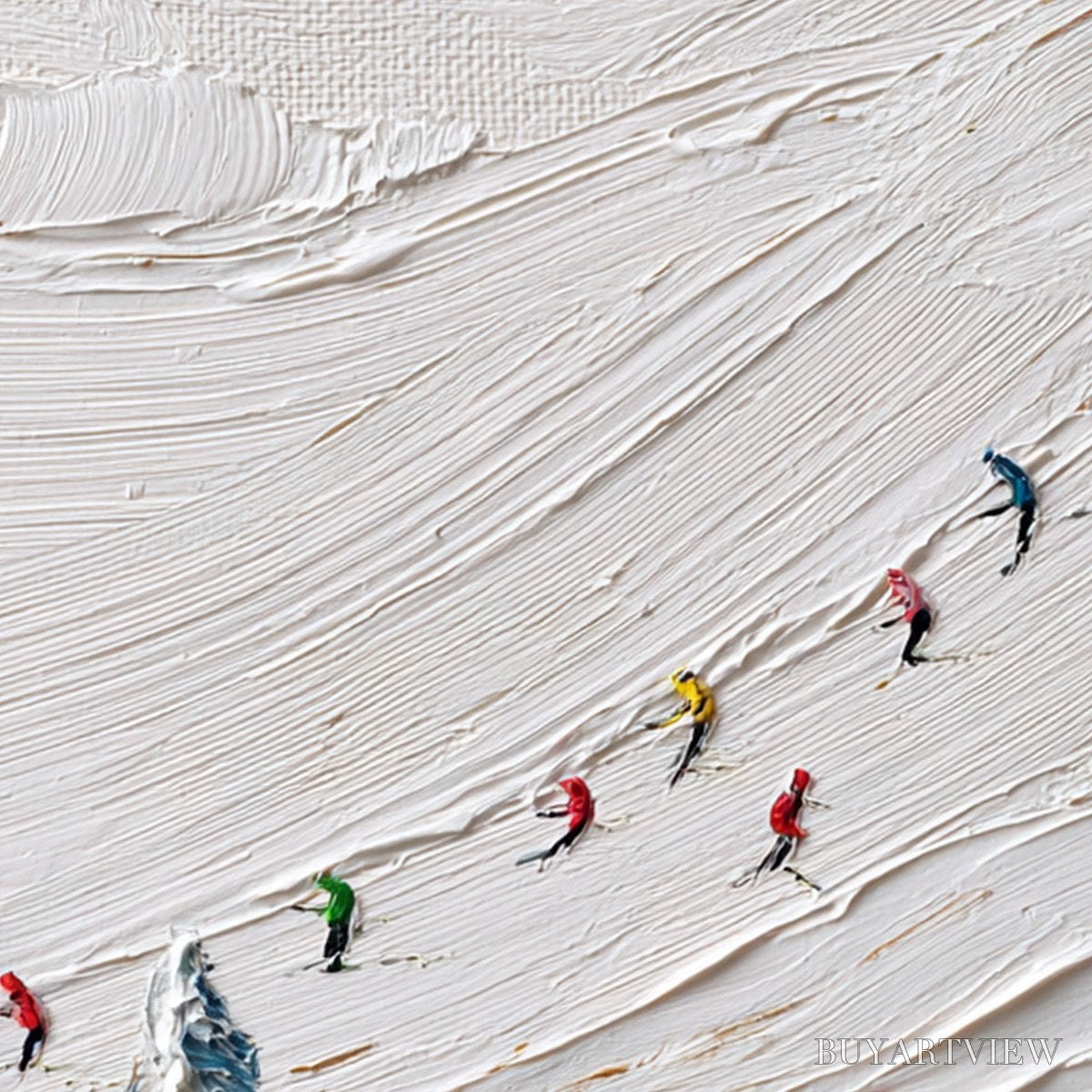 ARTOVITAS Alpine Rush – Heavily Textured Impasto Skiing Sports Painting - image 5