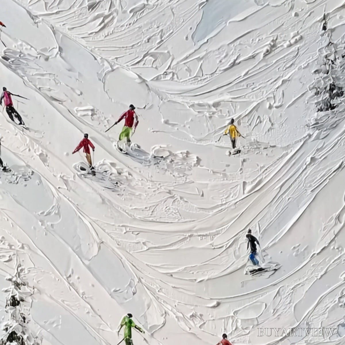 ARTOVITAS Alpine Rush – Textured Impasto Skiing on Mountain Slope Painting - image 5