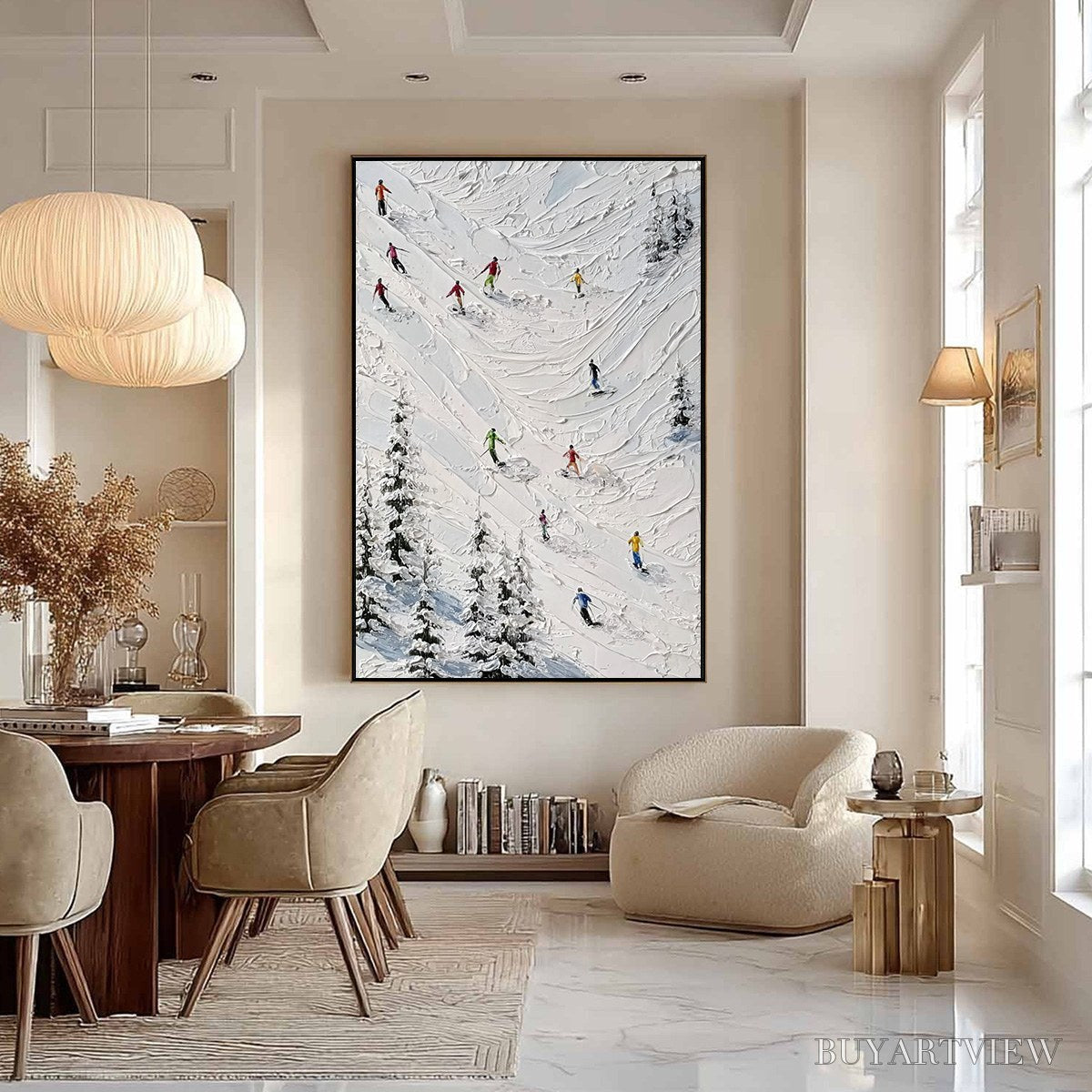 ARTOVITAS Alpine Rush – Textured Impasto Skiing on Mountain Slope Painting - image 6