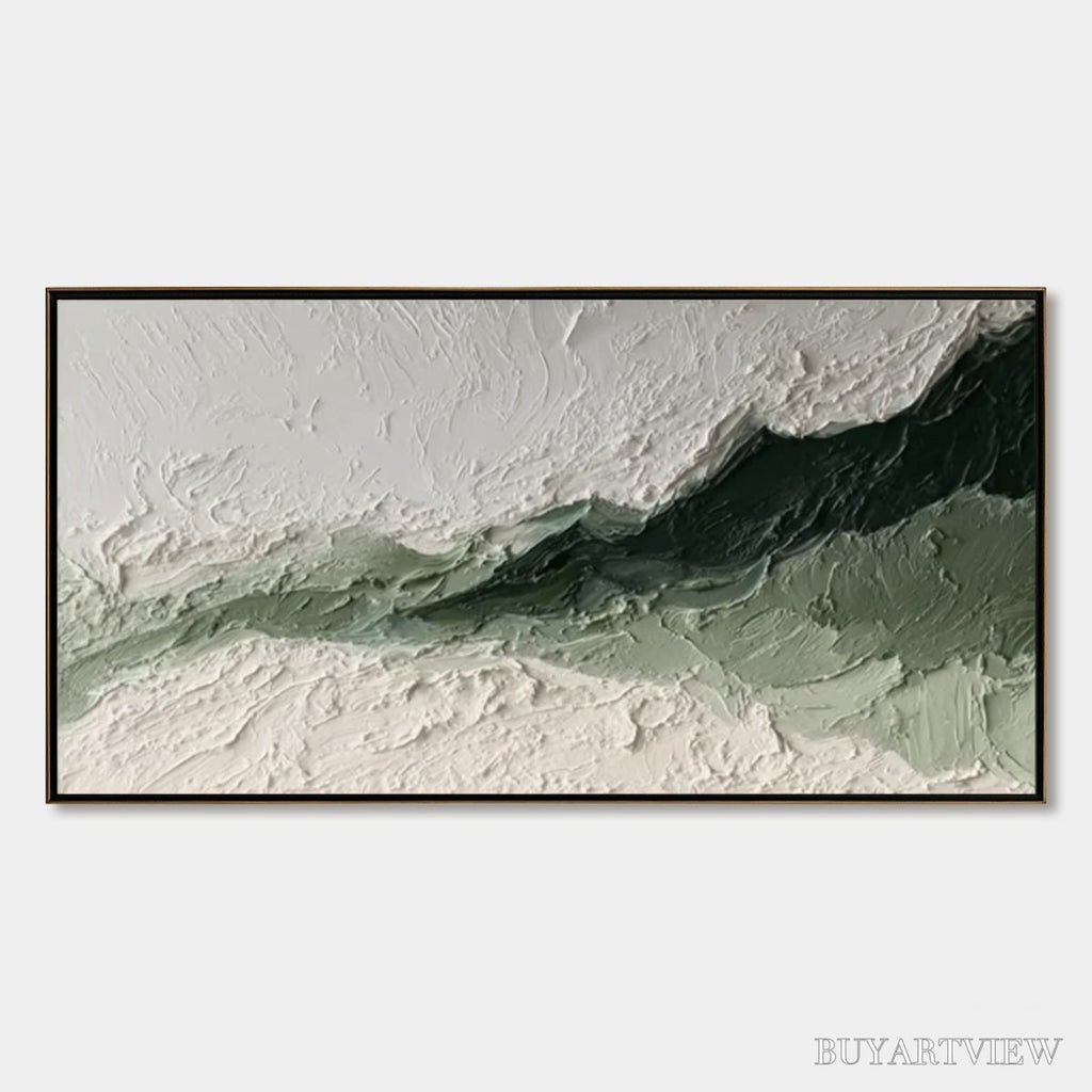 ARTOVITAS Emerald Ridge – Heavily Textured Wabi Sabi Abstract Landscape Painting - image 1