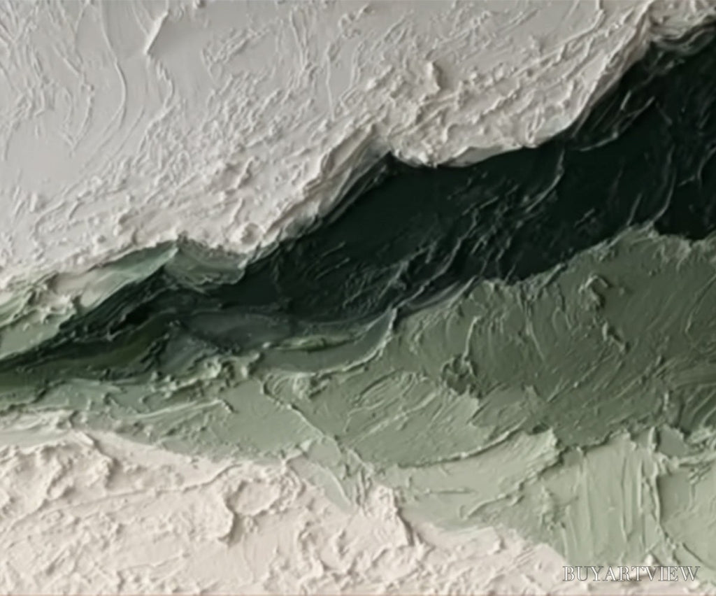 ARTOVITAS Emerald Ridge – Heavily Textured Wabi Sabi Abstract Landscape Painting - image 3