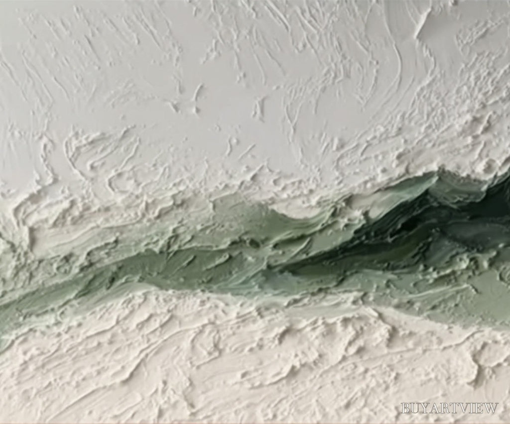 ARTOVITAS Emerald Ridge – Heavily Textured Wabi Sabi Abstract Landscape Painting - image 5