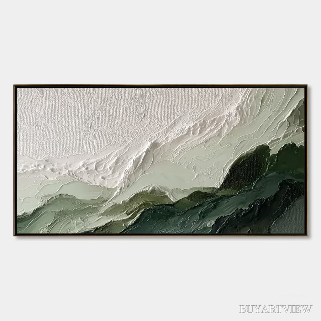 ARTOVITAS Verdant Ascent – Textured Wabi Sabi Mountain Landscape Painting - image 1