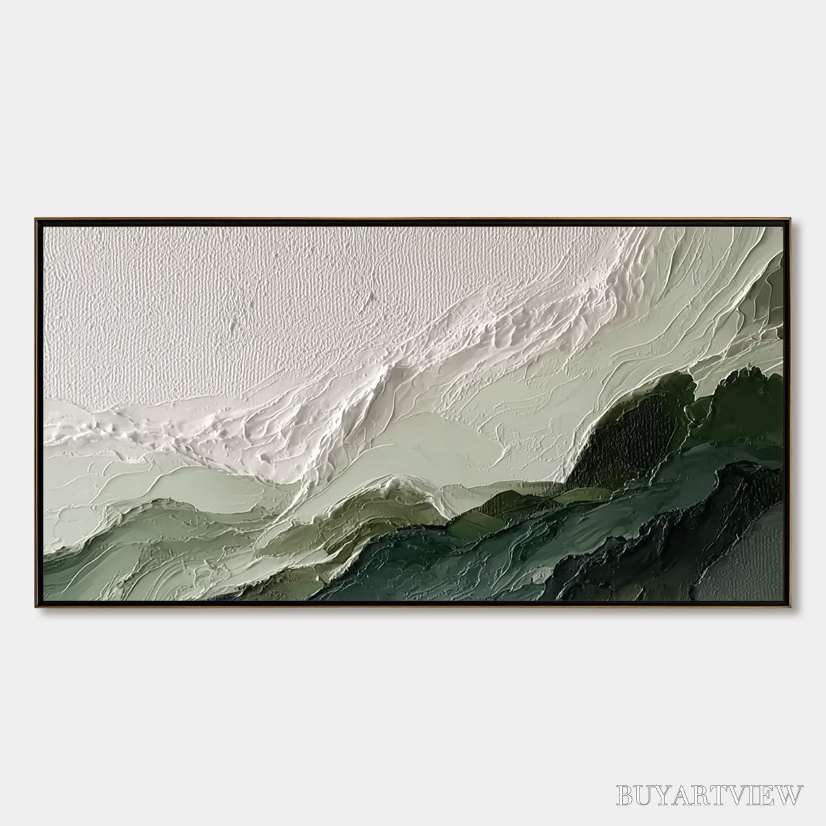 ARTOVITAS Verdant Ascent – Textured Wabi Sabi Mountain Landscape Painting - image 1
