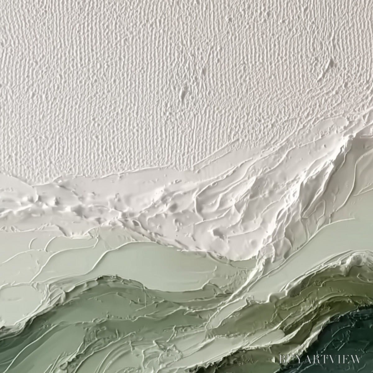 ARTOVITAS Verdant Ascent – Textured Wabi Sabi Mountain Landscape Painting - image 5