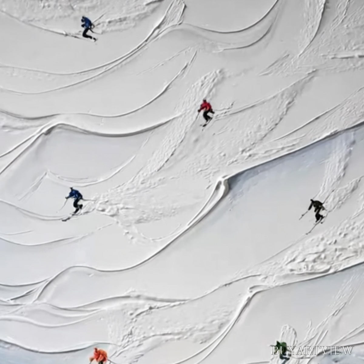 ARTOVITAS Alpine Rush – Textured Impasto Skiing on Snowy Mountain Oil Painting - image 5