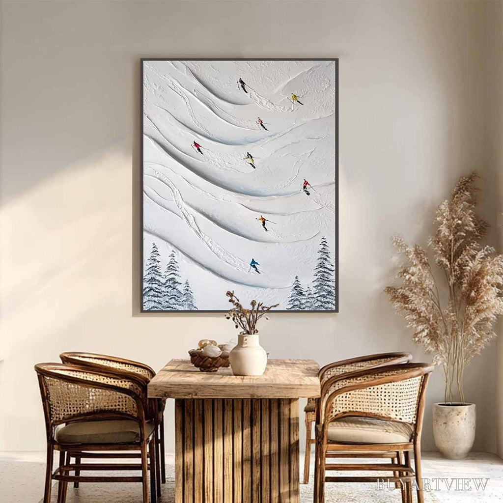 ARTOVITAS Alpine Rush – Textured Impasto Skiing & Mountain Sports Painting - image 2