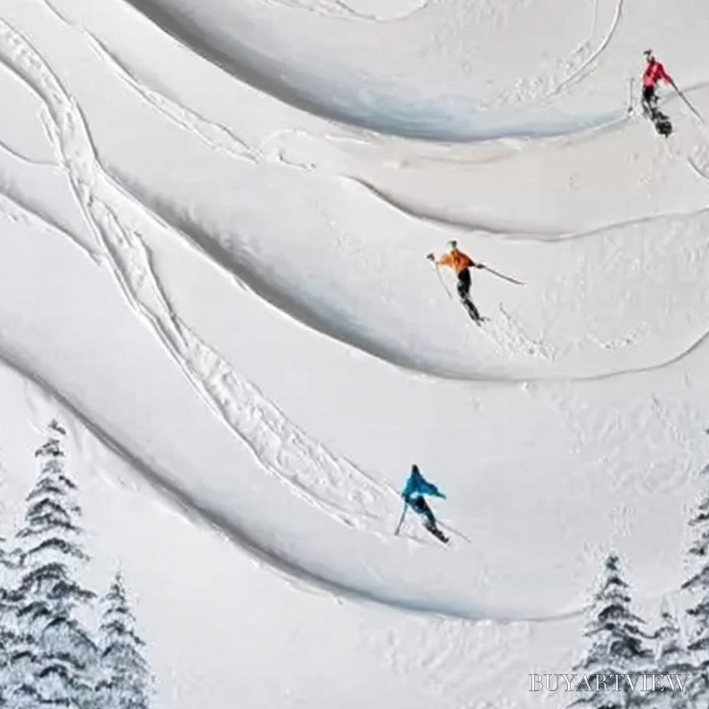 ARTOVITAS Alpine Rush – Textured Impasto Skiing & Mountain Sports Painting - image 3