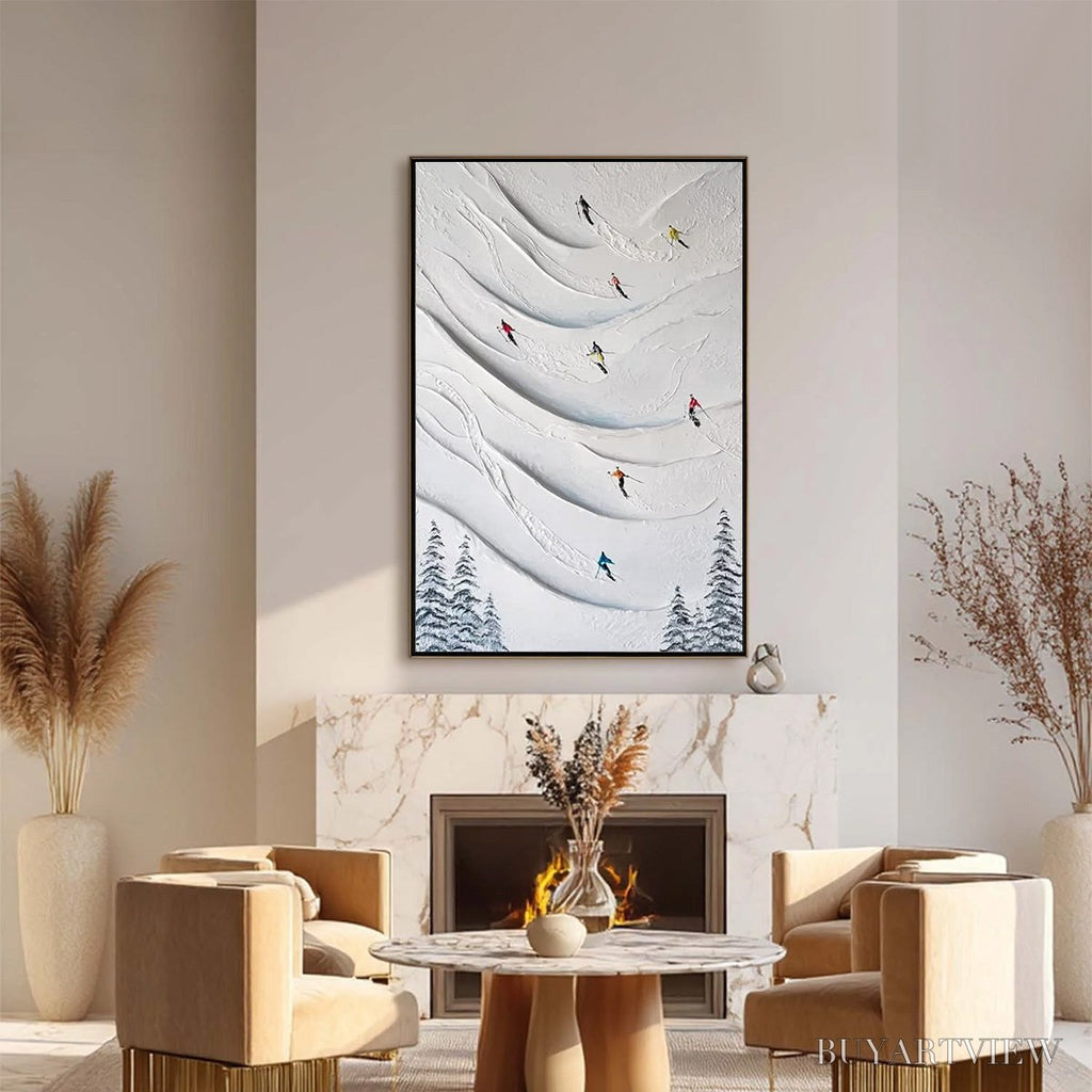 ARTOVITAS Alpine Rush – Textured Impasto Skiing & Mountain Sports Painting - image 4