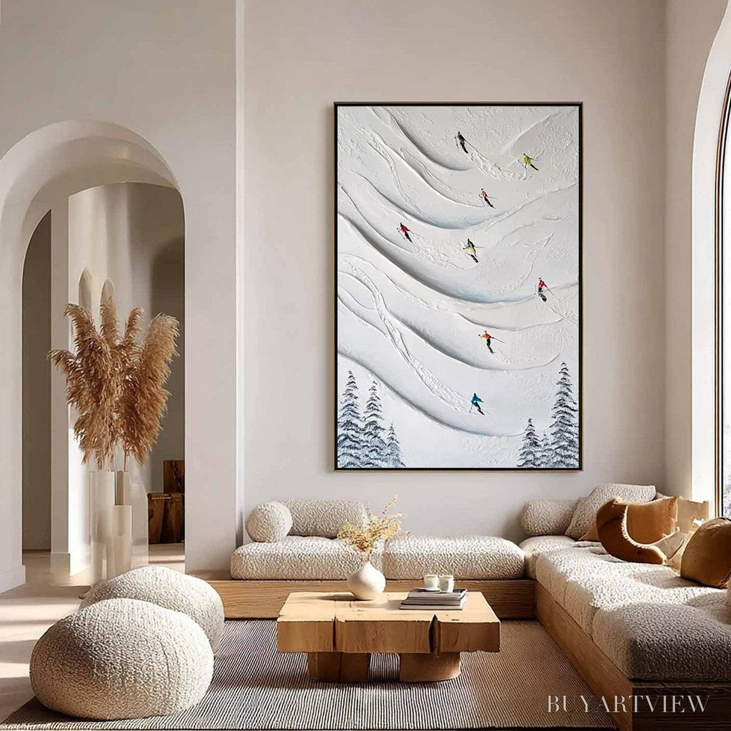 ARTOVITAS Alpine Rush – Textured Impasto Skiing & Mountain Sports Painting - image 6