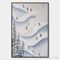 ARTOVITAS Alpine Rush – Textured Impasto Painting of Skiers on a Snowy Mountain - image 1