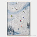 ARTOVITAS Alpine Rush – Textured Impasto Painting of Skiers on a Snowy Mountain - image 1