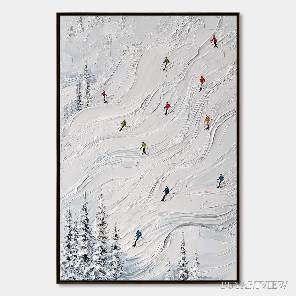 ARTOVITAS Powder Day – Textured Impasto Ski Slope - image 1