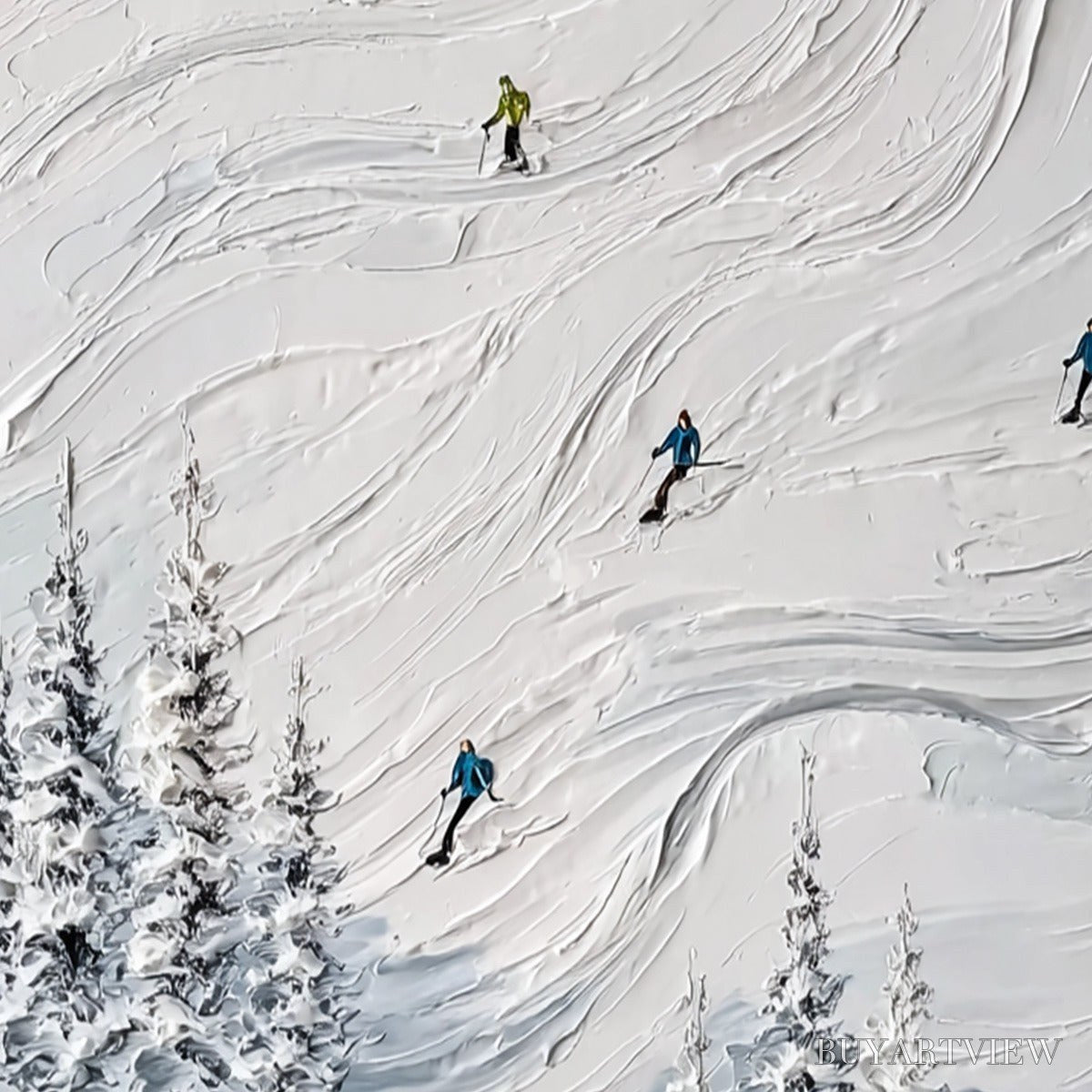 ARTOVITAS Powder Day – Textured Impasto Ski Slope - image 3