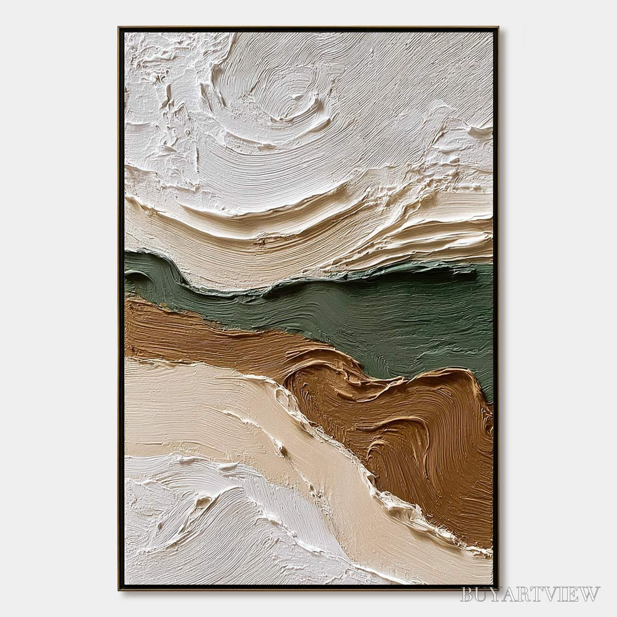 ARTOVITAS Verdant Ridge – Textured Wabi Sabi Abstract Landscape Painting - image 1
