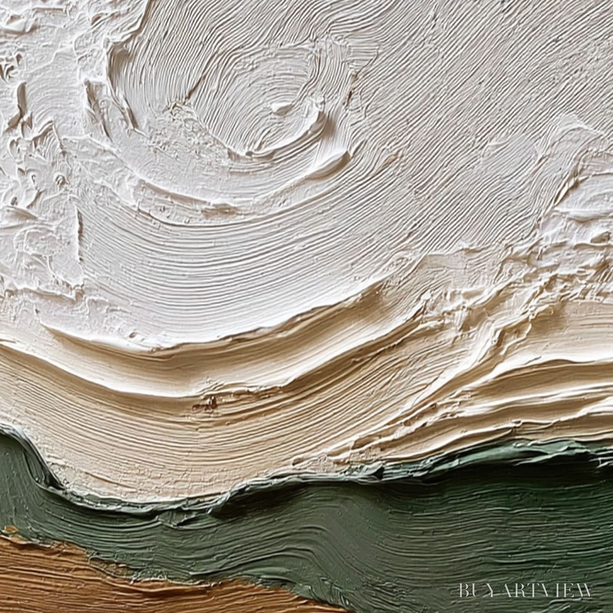 ARTOVITAS Verdant Ridge – Textured Wabi Sabi Abstract Landscape Painting - image 3