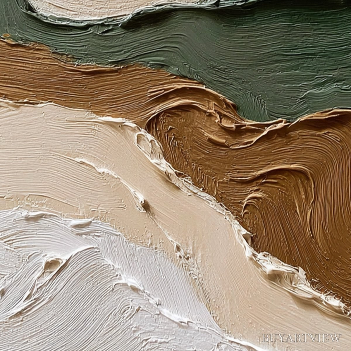 ARTOVITAS Verdant Ridge – Textured Wabi Sabi Abstract Landscape Painting - image 5