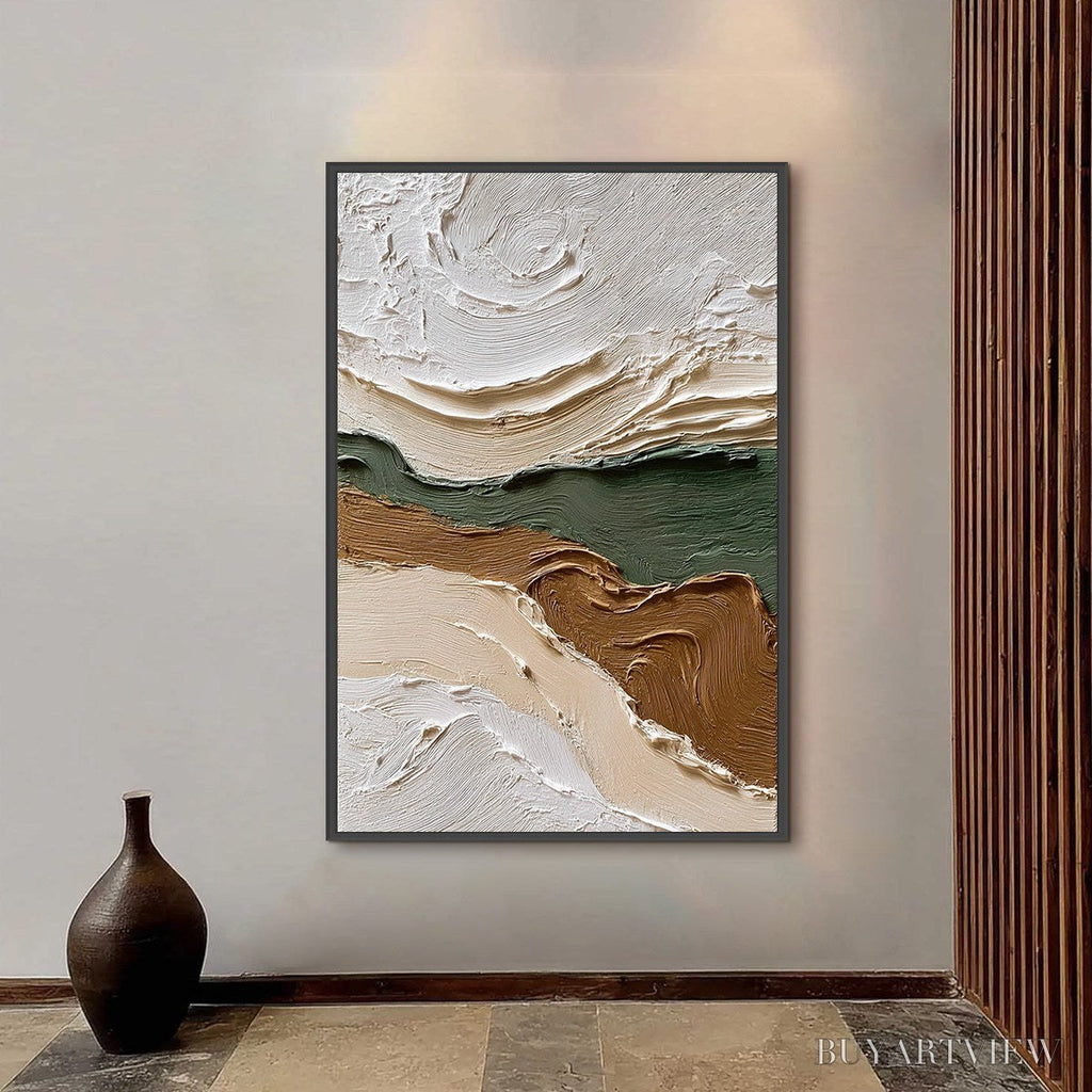 ARTOVITAS Verdant Ridge – Textured Wabi Sabi Abstract Landscape Painting - image 6