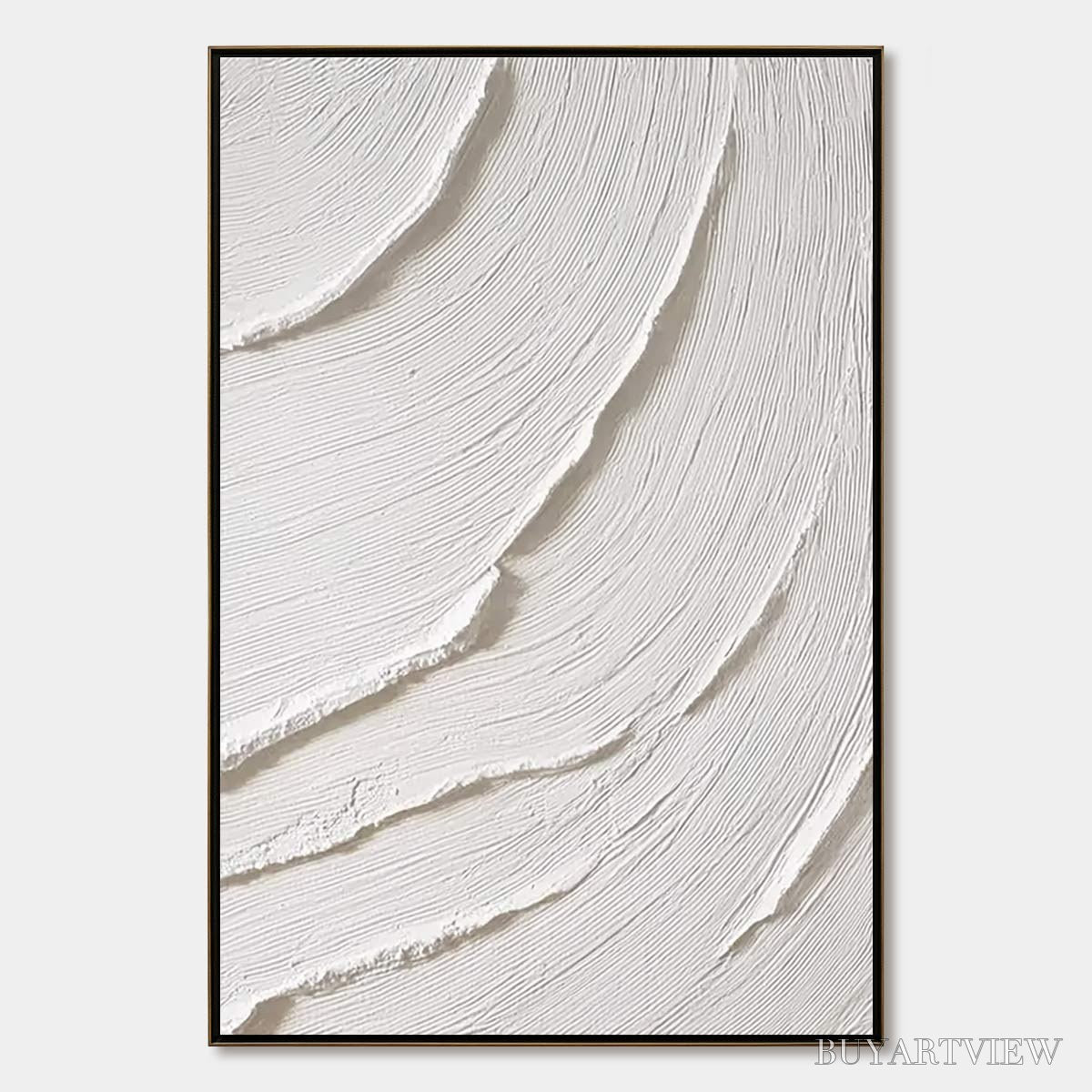 ARTOVITAS Whispering Waves – Textured White Minimalist Wabi Sabi Abstract Painting - image 1