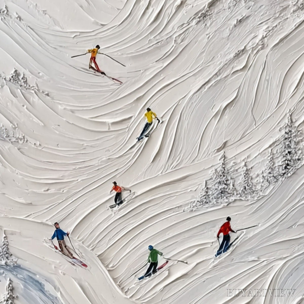 ARTOVITAS Alpine Rush – Textured Impasto Skiing on Mountain Slope Painting - image 5