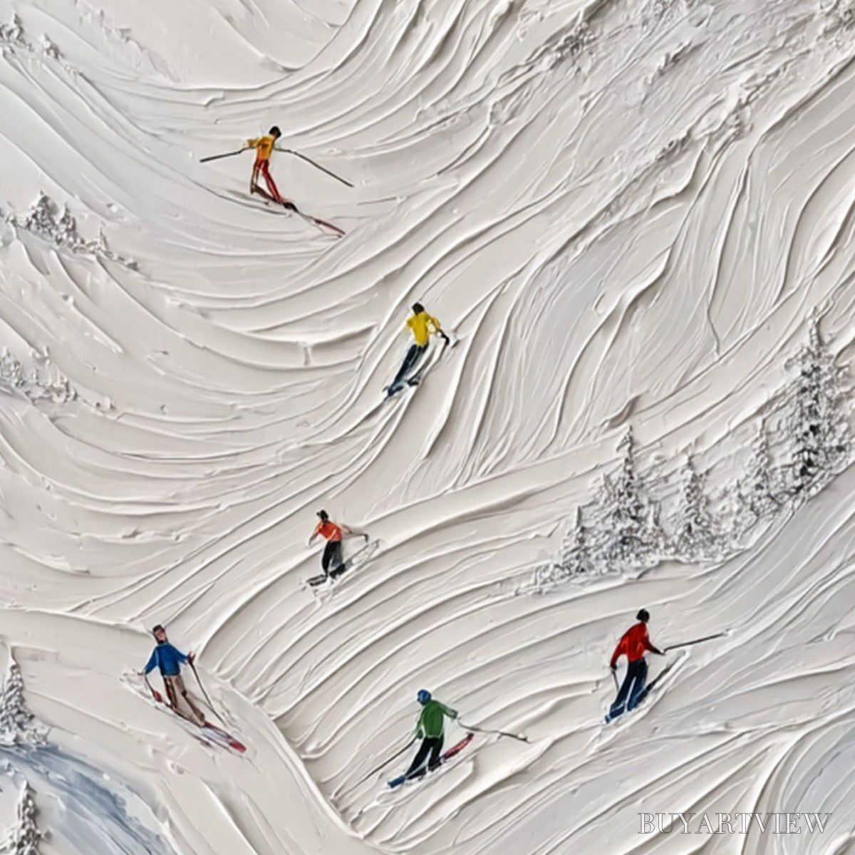 ARTOVITAS Alpine Rush – Textured Impasto Skiing on Mountain Slope Painting - image 5