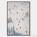 ARTOVITAS Alpine Rush – Heavy Texture Impasto Painting of Skiers on a Mountain Slope - image 1
