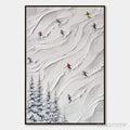 ARTOVITAS Alpine Rush – Textured Impasto Painting of Skiers on a Snowy Mountain - image 1