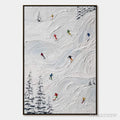 ARTOVITAS Alpine Rush – Textured Impasto Painting of Skiers on Snowy Slopes - image 1