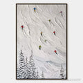 ARTOVITAS Alpine Rush – Textured Impasto Painting of Skiers on a Snowy Mountain - image 1