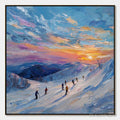 ARTOVITAS Alpine Glow – Textured Palette Knife Skiing Mountain Landscape Painting - image 1